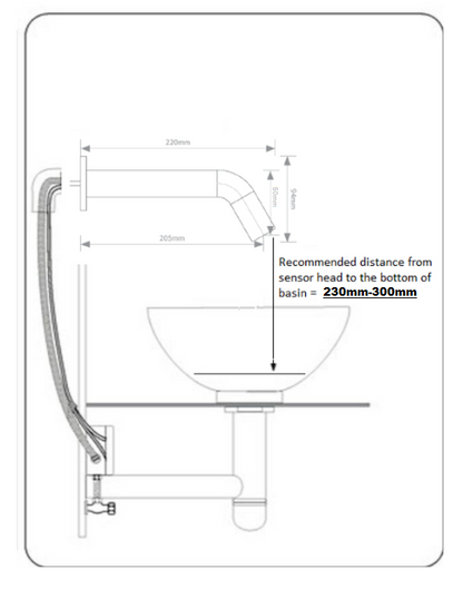 Onvanti Sensor Tap (Wall Mounted) for Commercial or Public Bathrooms Mains or Battery Operated Bronte SF1113