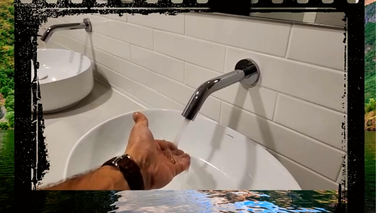 Onvanti Sensor Tap (Wall Mounted) for Commercial or Public Bathrooms Mains or Battery Operated Bronte SF1113