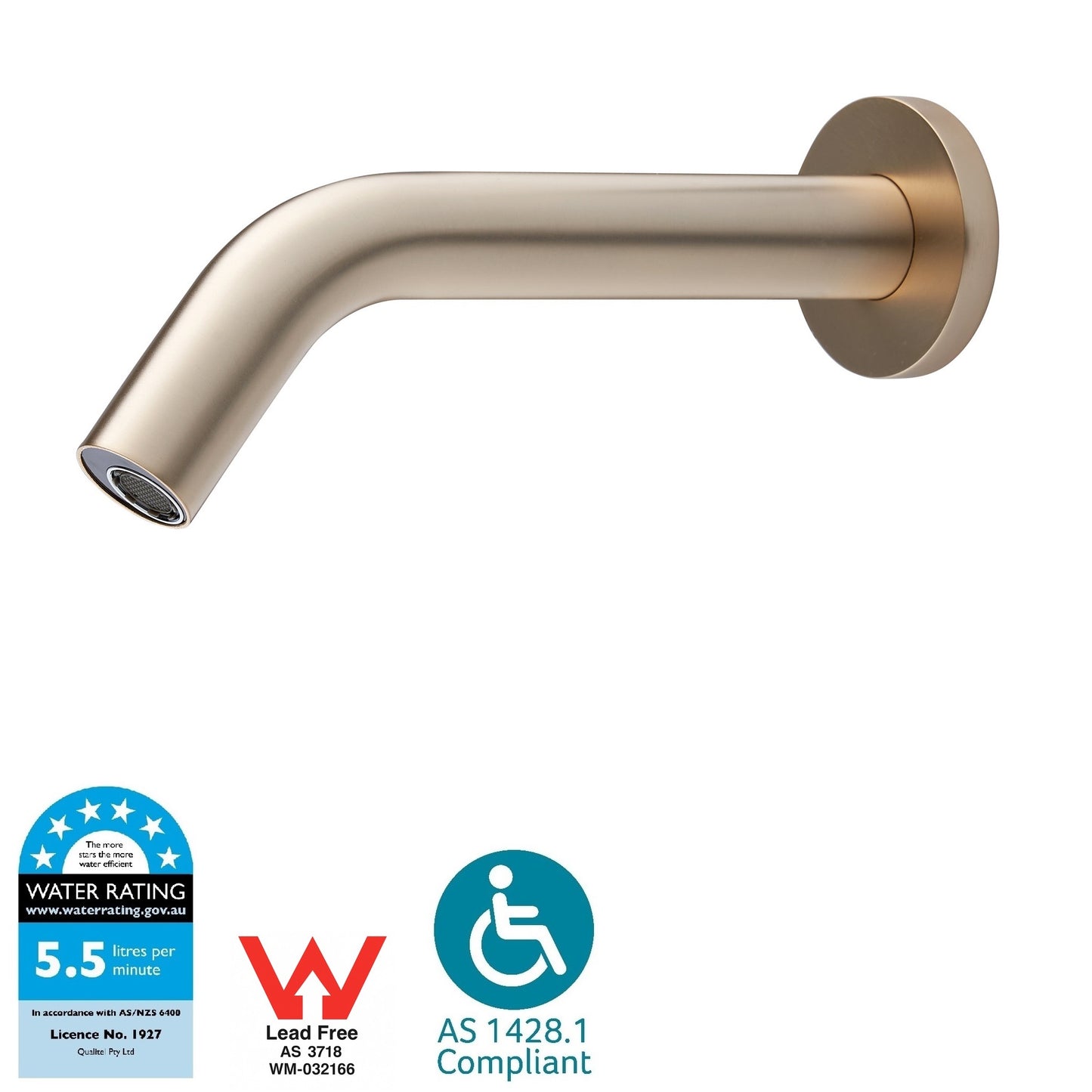 Onvanti Bronte SF1113 | AI Self-Focusing Touchless Tap – Wall Mounted | Mains or Battery | 6 Star WELS | DDA Compliant