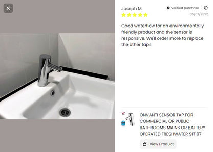 Onvanti Sensor Tap for Commercial or Public Bathrooms Mains or Battery Operated Freshwater SF1107