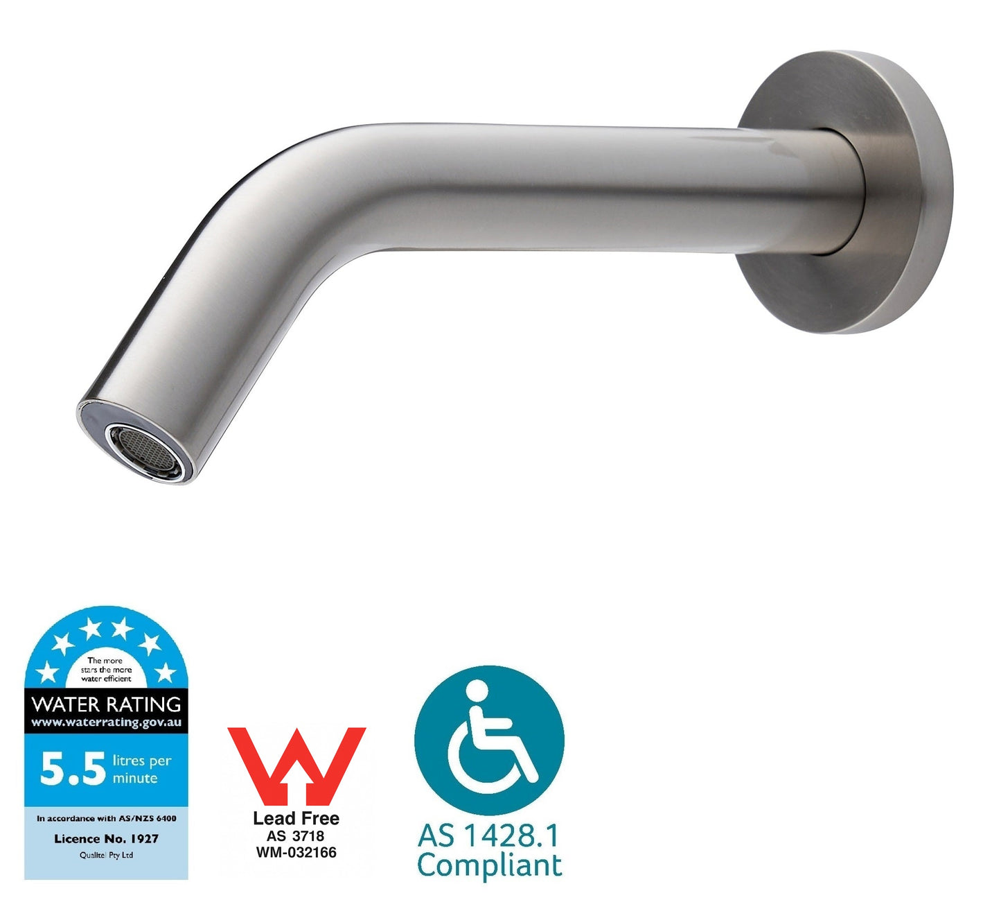 Onvanti Bronte SF1113 | AI Self-Focusing Touchless Tap – Wall Mounted | Mains or Battery | 6 Star WELS | DDA Compliant