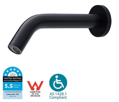 Onvanti Bronte SF1113 | AI Self-Focusing Touchless Tap – Wall Mounted | Mains or Battery | 6 Star WELS | DDA Compliant