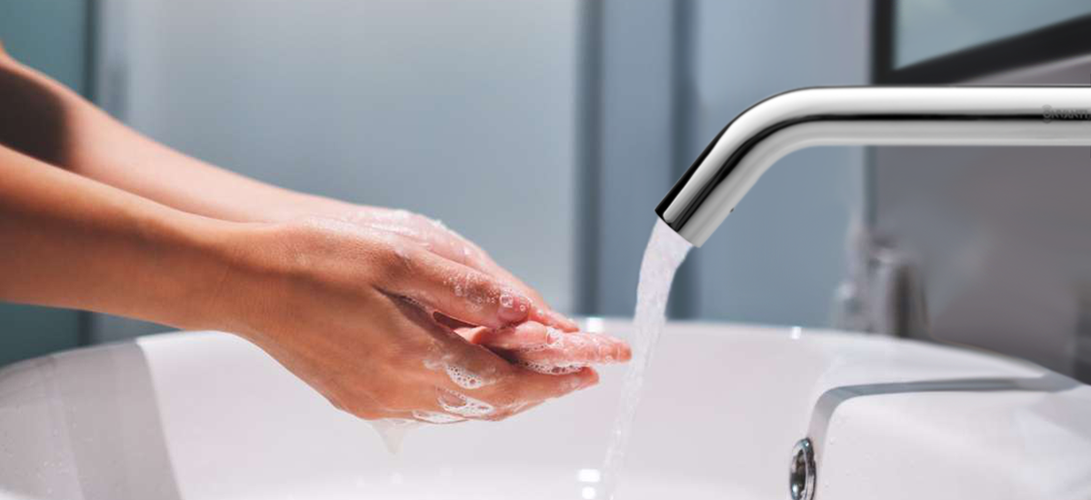 Onvanti Sensor Tap (Wall Mounted) for Commercial or Public Bathrooms Mains or Battery Operated Bronte SF1113